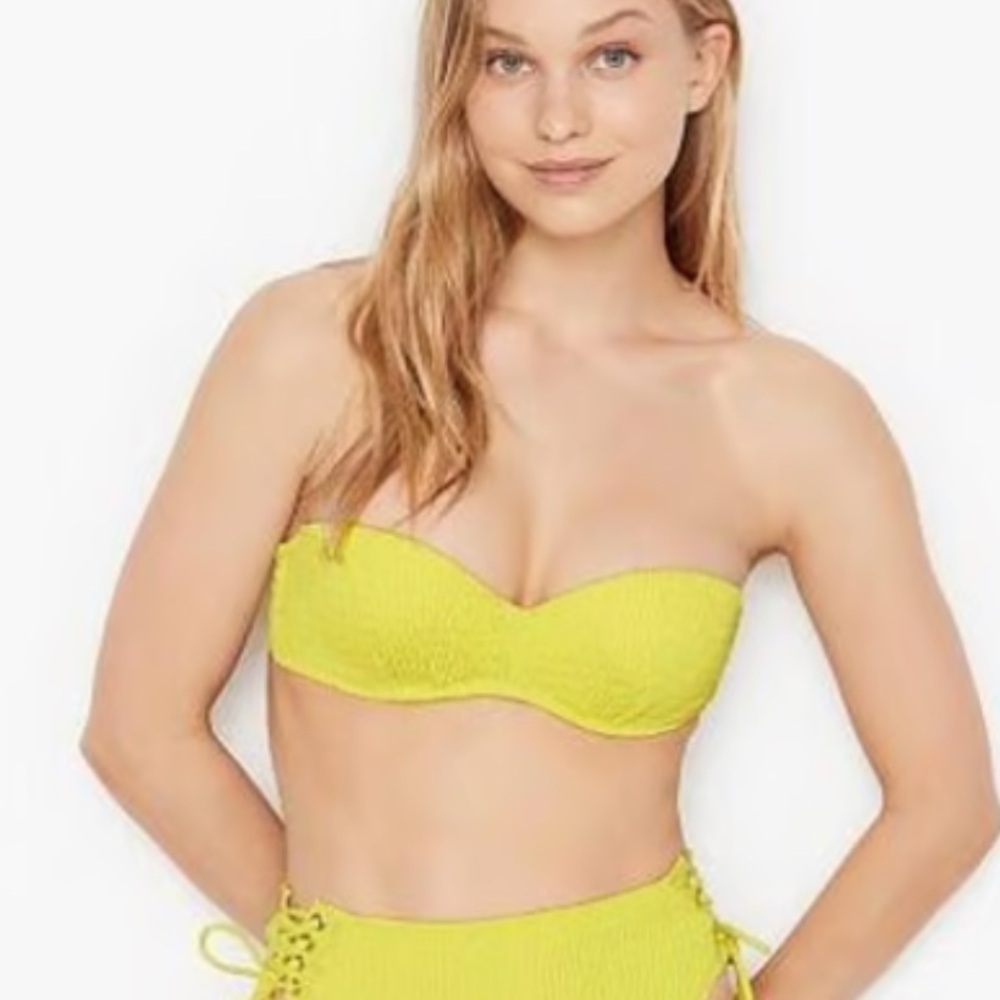 Victoria’s Secret limeade scrunch molded underwire bikini top 32C